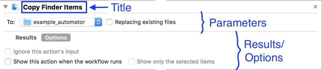 Automator action example: Copy Finder Items
