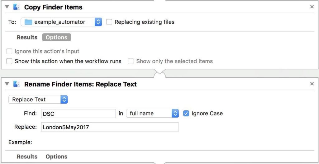 Automator - Rename files workflow example
